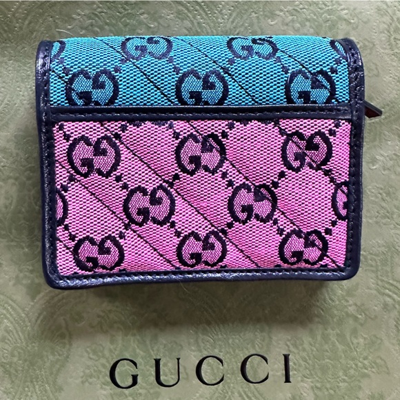 100% Authentic Gucci Color Pattern GG Card Case Wallet - Picture 3 of 9
